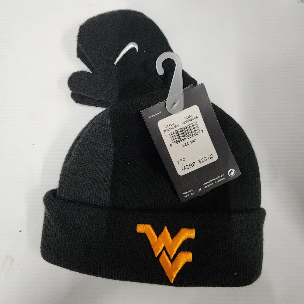 Nike W Virginia Tech Hokies Toddler Beanie Mittens 2/4T Acrylic Black Orange 144